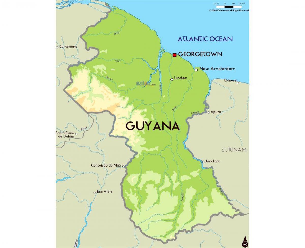 en karta över Guyana