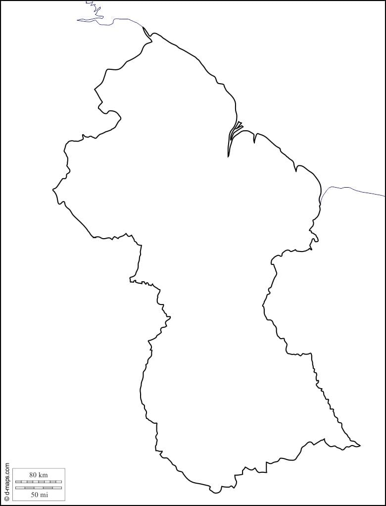 tom karta över Guyana