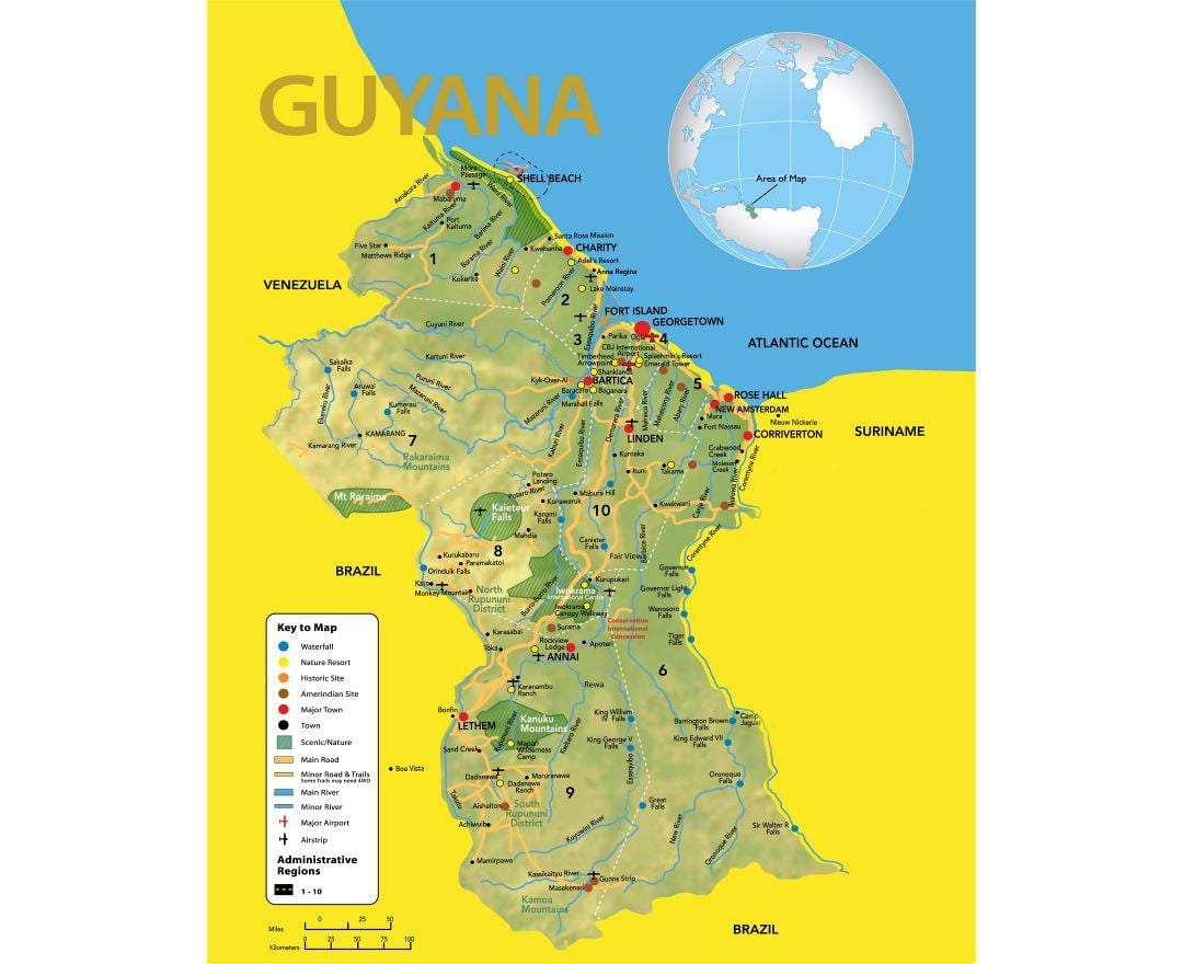 karta över Guyana karta läge