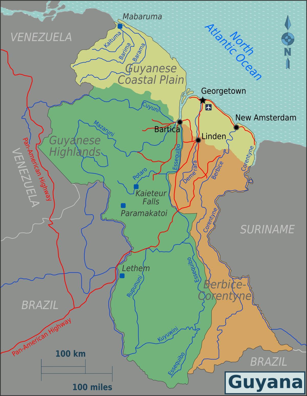 east coast demerara i Guyana karta