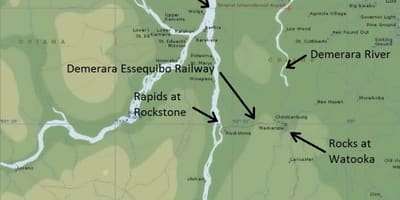 Karta över största kusten Guyana