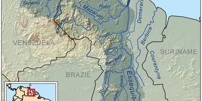 Karta över Guyana som visar floderna